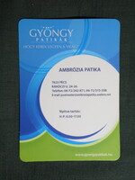 Kártyanaptár,Ambrózia gyógyszertár,patika,Pécs,Gyöngy patikák,2009  (3)