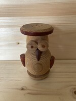 Sószóró-fűszerszóró fa figura, bagoly 8,5 cm magas