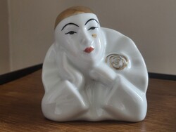 Aquincum Budapest porcelán Harlekin váza_bohóc_kézzel festett