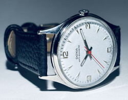 1960-as piros mp mutatós Doxa új bőrszíj karcmentes tok 34.79 mm k.n. omega, tissot,longines