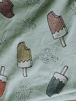 1 méter/153 cm széles Fagyis, jégkrémes pamut jersey Glitteres anyag, méterárú.