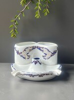 Vintage Blue and White Gold Trim Romanian Camina Porcelain Cigarette Holder / Ashtray