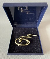 Vintage Biogal Rt. protokoll ajándék – Nagyméretű absztrakt gold tone bross