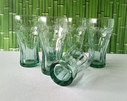 6 DB ZÖLD COCA COLA ÜVEG POHÁR KÉSZLET