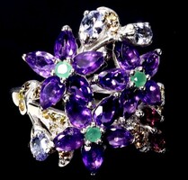 57 es Valodi Granat Smaragd Gránát Zafir 925 Ezust Gyürű