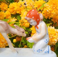 Metzler & Ortloff porcelán őzet etető kislány