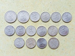 Csehszlovákia 16 db Különböző Érme 10 Haller Halierov 1962-1986