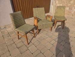 Mid-Century Armchair with 2 Chairs
