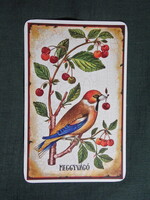 Kártyanaptár,Mozsonyi Gyógyszertár,patika,Pécs,grafikai,meggyvágó madár, 2012  (3)