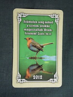 Kártyanaptár,Vallás,Zsoltár idézet,állatok,madár, 2012  (3)