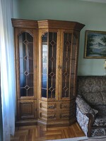 Hollóházi Rustic Solid Oak Display Cabinet