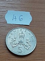 ANGOL ANGLIA 5 PENCE 1968  II. ERZSÉBET Réz-nikkel  46.