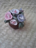 Tündéri, mini, kerámia virágcsokor, kaspóban. 5cm magas.
