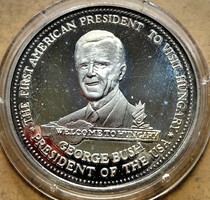 George H. W. Bush 1989-es emlékérem.  Ag Ezüst.  F2026.