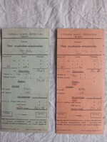 1939. 2db Csonka János gépgyár, fizetési elszámolás