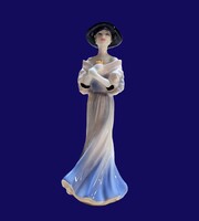 Coalport angol porcelán kék ruhás hölgy szobor