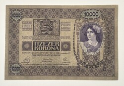 10000 Korona 1918 - VF+ tartás - Bélyegző nélküli példány