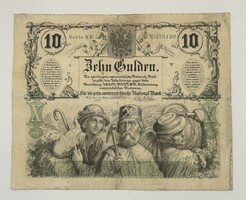 10 Gulden 1863 - Fine tartás - Hátoldalán ECHT bélyegző + megerősítés és aláírás