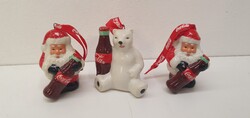 Karácsonyfadíszek Coca Cola Mikulások,jegesmedve 3 db együtt
