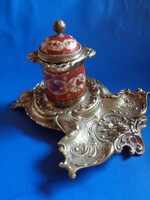 Cca 1900 C. F. Boseck & Co. porcelán betétes tintatartó kalamáris