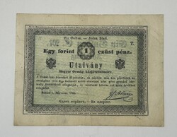 1 Forint / Gulden 1849 - Almásy bankó (Budán adták ki) - VF+ tartás