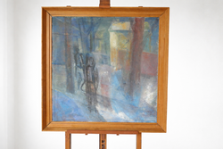 1963-as Műcsarnoki kiállítási címke  80x80-as + keret