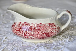 Royal Tudor Ware vintage szószos csésze, kiöntő angol ironstone, piros mintás