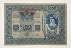 1000 Korona 1902 - Ausztria / Osztrák bélyegző + Magyar hátlap - VF+ tartás