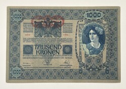 1000 Korona 1902 - Ausztria / Osztrák bélyegző + Magyar hátlap - XF-aUNC (hajtatlan) tartás