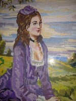 A lila ruhás nő gobelin petit point 65x39