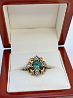 Antik Turmalin gyémántokkal  arany gyűrű