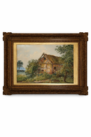 J. Renshuis holland akvarell festmény – vidéki jelenet, 1900-as évek eleje, 53x36