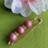 Kitűző, bross BRO386A - Gyöngyös melltű 15x58mm - púder