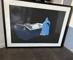 Fehér László ( 1953- :  "Hajléktalan vacsorája II" szitanyomat