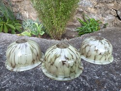 3 db vintage márványüveg csillár/lámpabúra, sérült