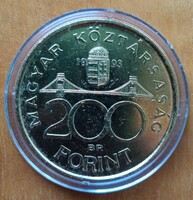 24 carátos aranyal bevont ezüst  1993-as 200 forintos