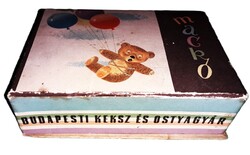 Antik MACKÓ csokoládés doboz NAGYON RITKA BUDAPESTI KEKSZ és OSTYAGYÁR 15 x10 x 5cm a képek szerint