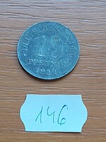 NÉMET BIRODALOM DEUTSCHES REICH 10 PFENNIG 1920 Cink, II. Vilmos  146.