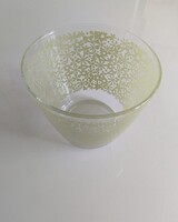 Retró IKEA üveg tál, müzlis/desszertes tálka, Godta zöld virágos