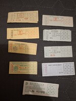 8 féle féle bkv és 1 pécsi jegy.