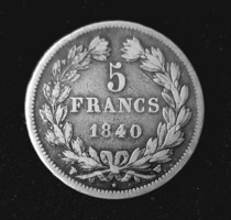 Francia 5 Francs 1840 W "Lille" ezüst