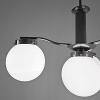 Art deco - Bauhaus 3 karos, 4 égős nikkelezett csillár felújítva - tejüveg gömb búra - Lampart