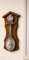 Pewter commemorative spoon with wall mount