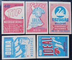 Gy114 / 1959 Mosószerek gyufacímke 5 db-s teljes sor