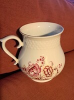Hollóházi Porcelángyár kancsó / tejkiöntő / díszkorsó, szép klasszikus virágmintás