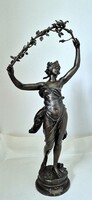 Csodálatos nagyméretű (85 cm), szecessziós francia bronz szobor, Jacques Perrin: "Kikelet"