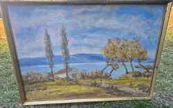 Bokor Vilmos: Ősz a Dunánál (60×80 cm) olajfestmény