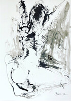 Rejtőzködő  art by Konrad Biro. A4 tus festmény.