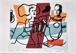 DrMáriás - Magyar Péter altatót énekel Orbán Viktornak 30 x 42 computer print, merített papír