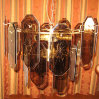 Retro chandelier with 20 pieces of frosted glass